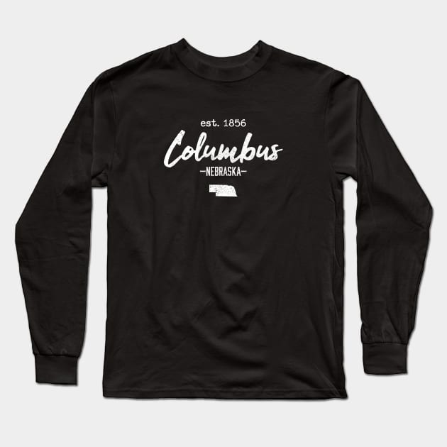 Columbus Nebraska City State Vintage Long Sleeve T-Shirt by Commykaze